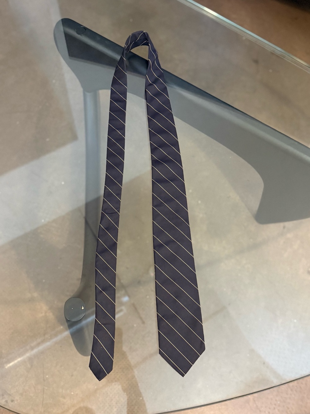 Men's Navy Silk Diagonal Stripe Tie - Timeless Professional Style